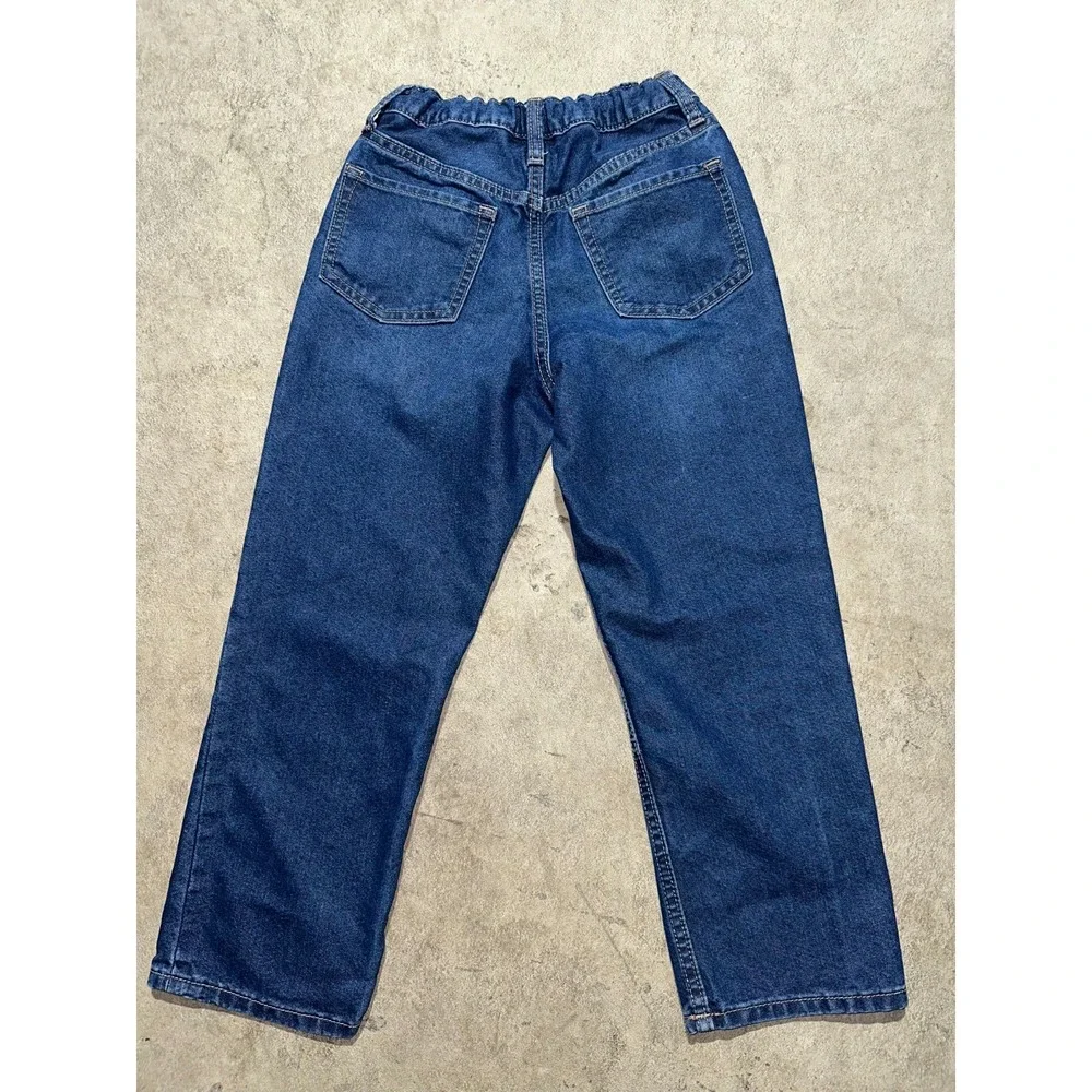 Old Navy Jeans Girls‎ Sz 10 Blue Denim High Rise Slouchy Straight Fit Stretch